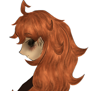 hallow profile (character with orange fluffy hair looking behind their back)